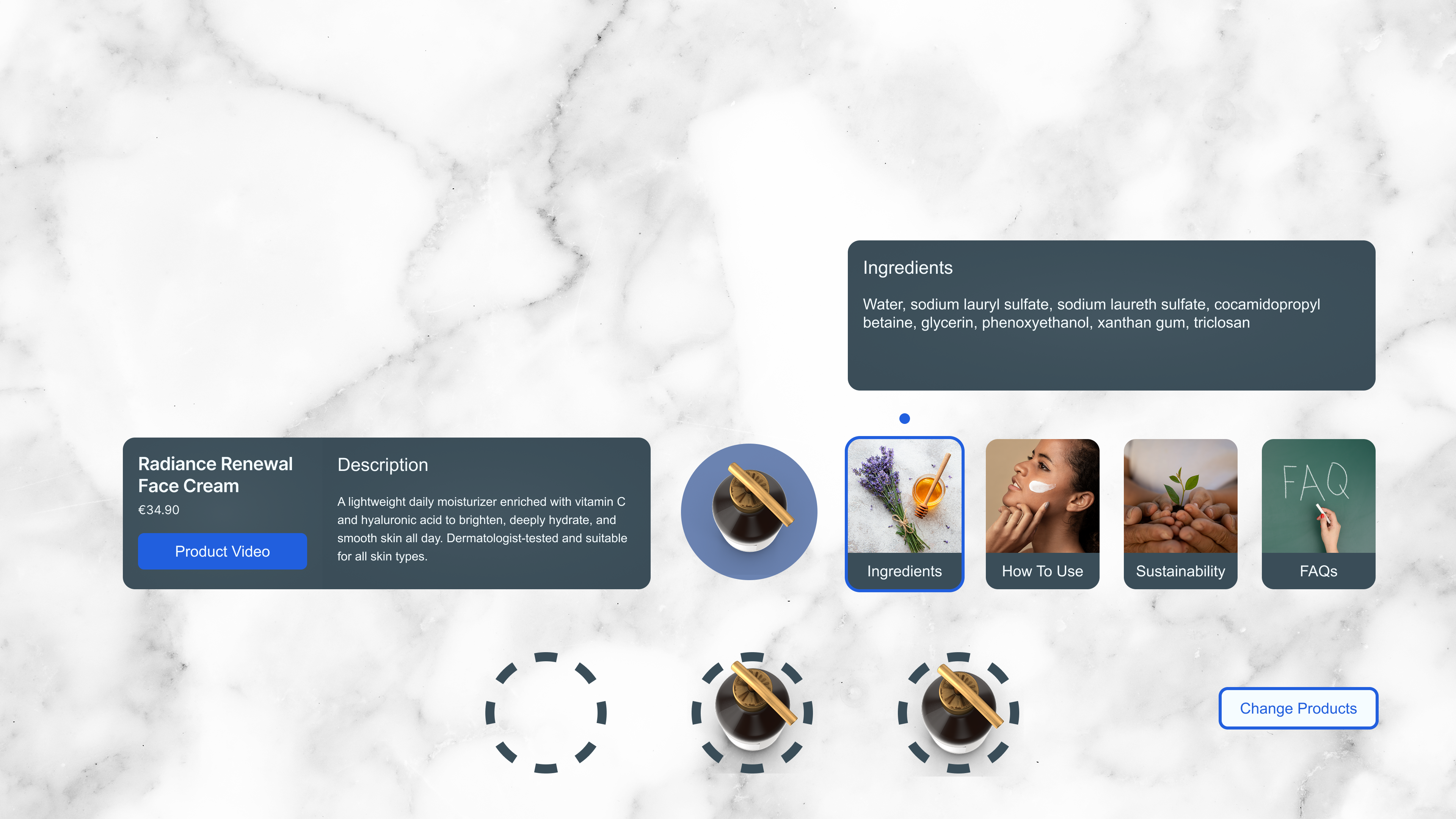 Image of an interactive table from a beauty store as part of the high street reimagined in virtual reality